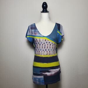 Anthropologie Multicolor Abstract Top XS